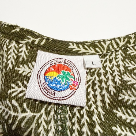 Makai Beach Palapalai Olive Palm Print A Line Dress - Picture 7 of 10